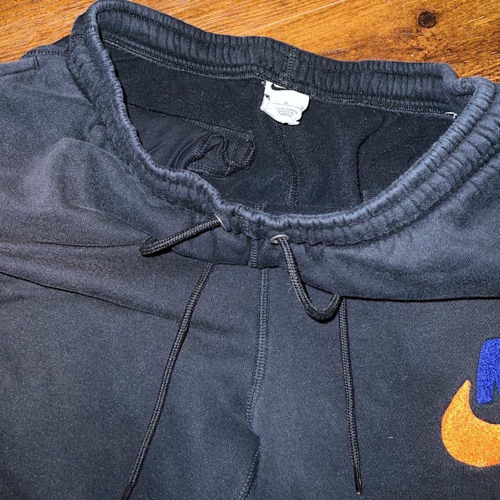 Nike Sportswear Retro Black Athletic Joggers Embroidered Orange Blue Logo Size M - Picture 9 of 11